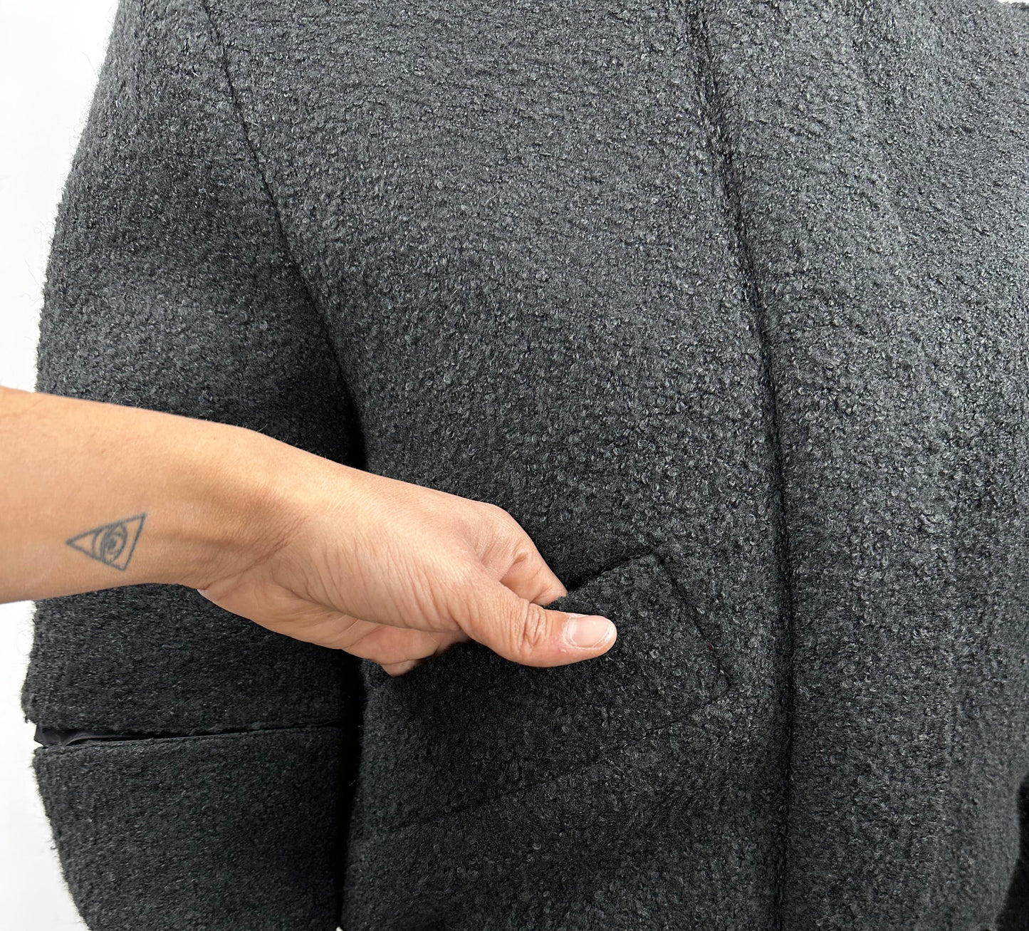 Bomber Noris Premium - Lana Bouclé Nero con Cappuccio